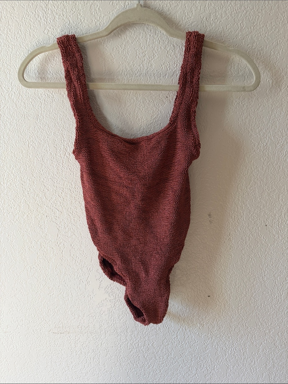 Girls Textured One-Piece Swimsuit in Rust